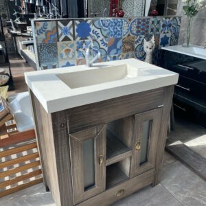 MUEBLE VINTAGE 80CM C/MESADA CUARZO BCO MATE - Image 2