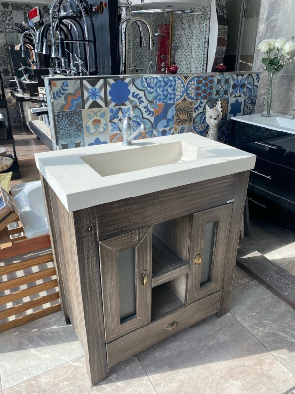 MUEBLE VINTAGE 80CM C/MESADA CUARZO BCO MATE - Image 2