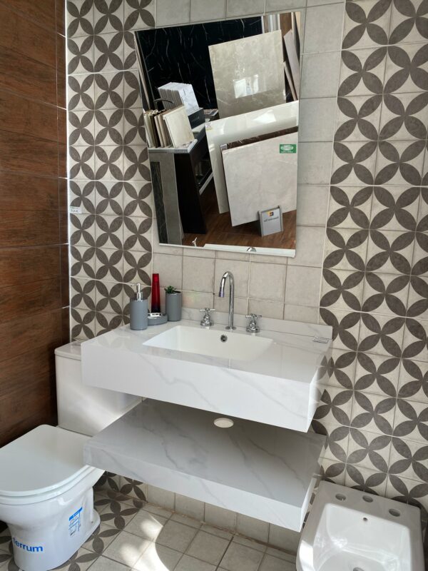 MESADA RACK 60CM Y 80CM CARRARA 80X48 C/ESTANTE