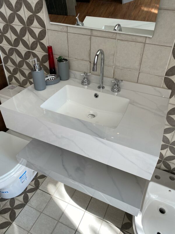 MESADA RACK 60CM Y 80CM CARRARA 80X48 C/ESTANTE - Image 2