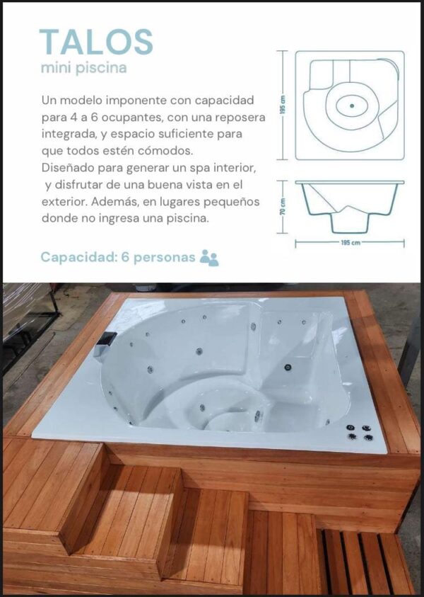 MINI PISCINA EXTERIOR 2X2 CON DECK EXTERIOR Y ESCALERA - Image 2